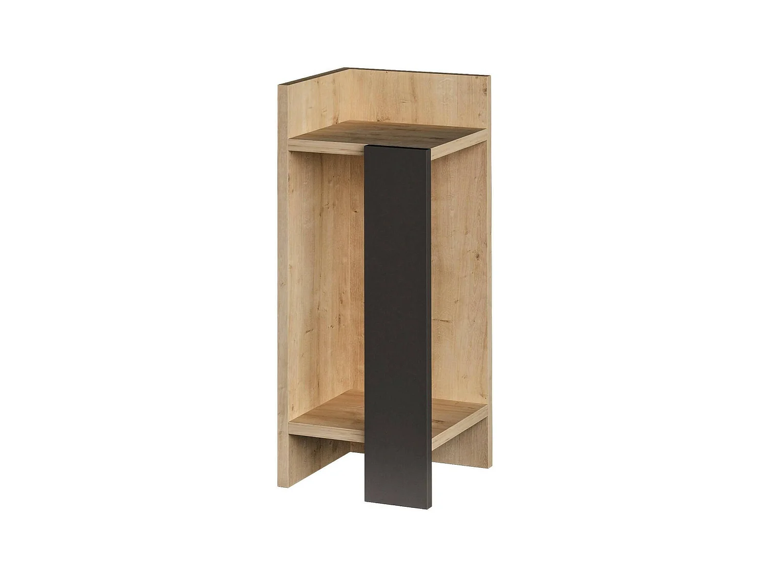 Chevet Celestia, Commode basse, Table de nuit, Étagère de chevet, 25x27h60 cm, Chêne et Anthracite