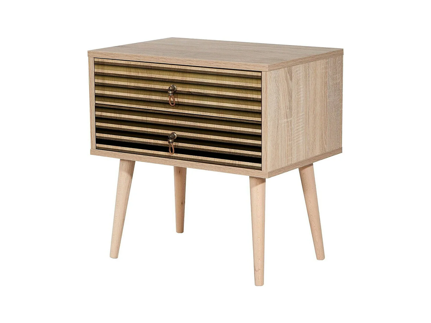 Chevet Antlia, Commode basse, Table de nuit, Étagère de chevet, 60x40h61 cm, Chêne
