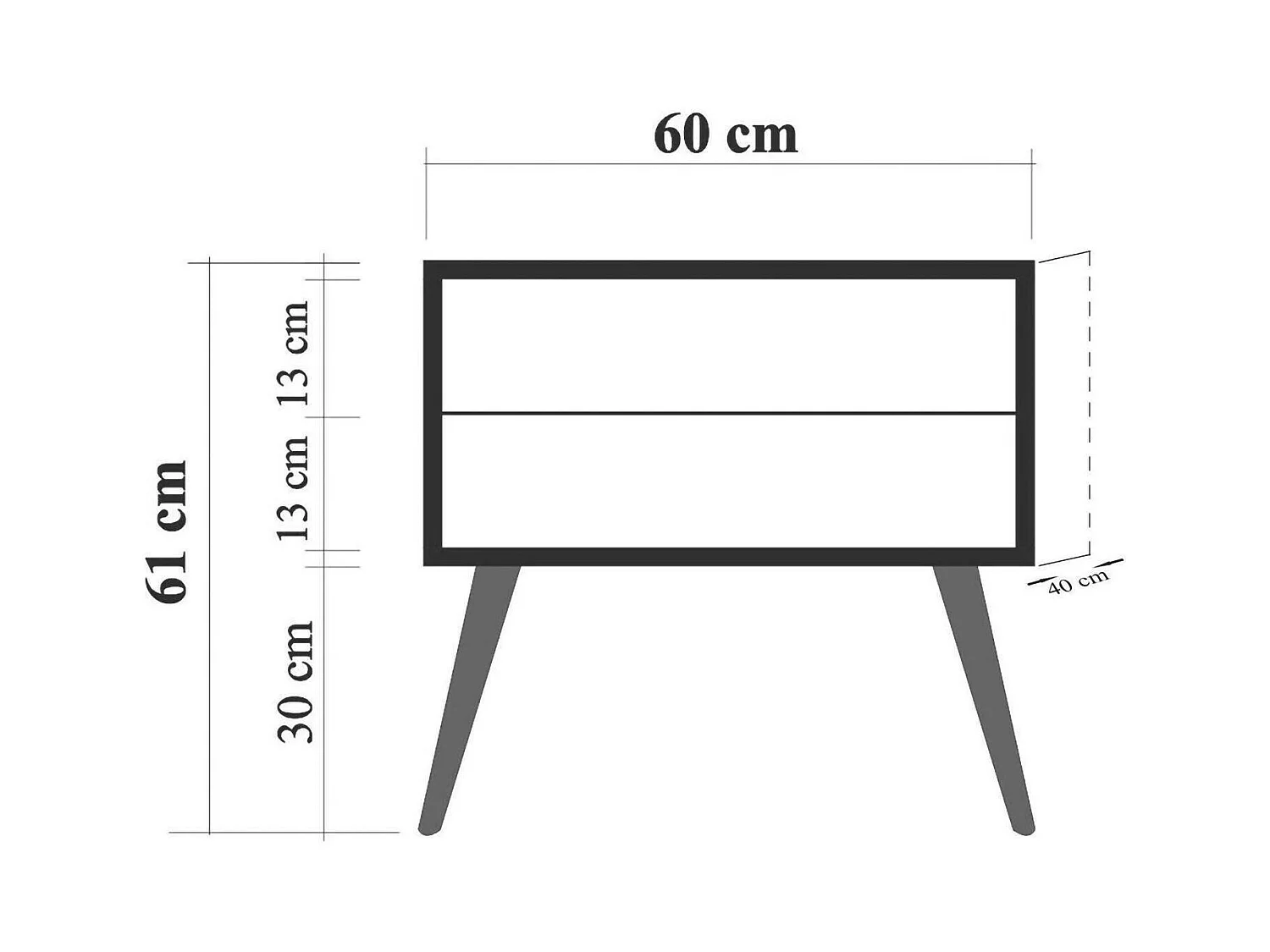 Chevet Antlia, Commode basse, Table de nuit, Étagère de chevet, 60x40h61 cm, Chêne