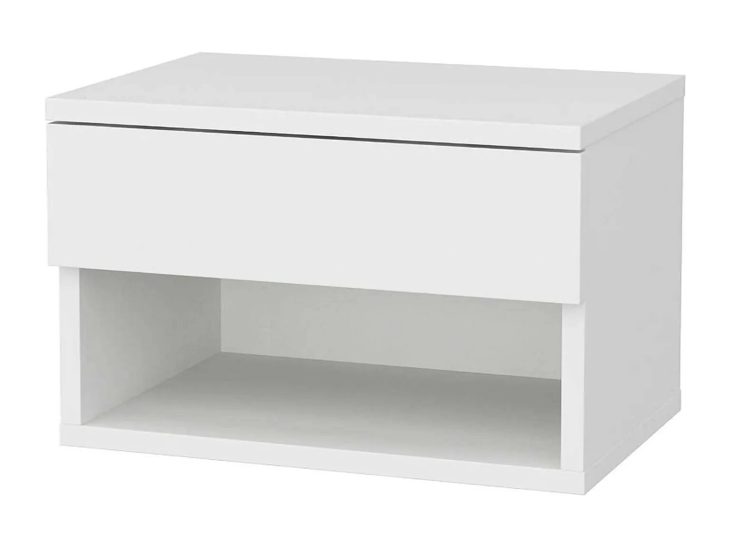 Chevet Pleiades, Commode basse, Table de nuit, Étagère de chevet, 45x29h32 cm, Blanc