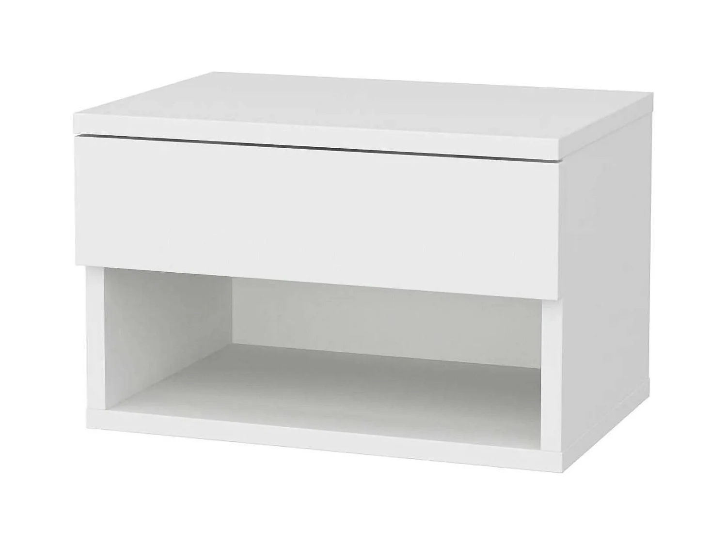 Chevet Pleiades, Commode basse, Table de nuit, Étagère de chevet, 45x29h32 cm, Blanc