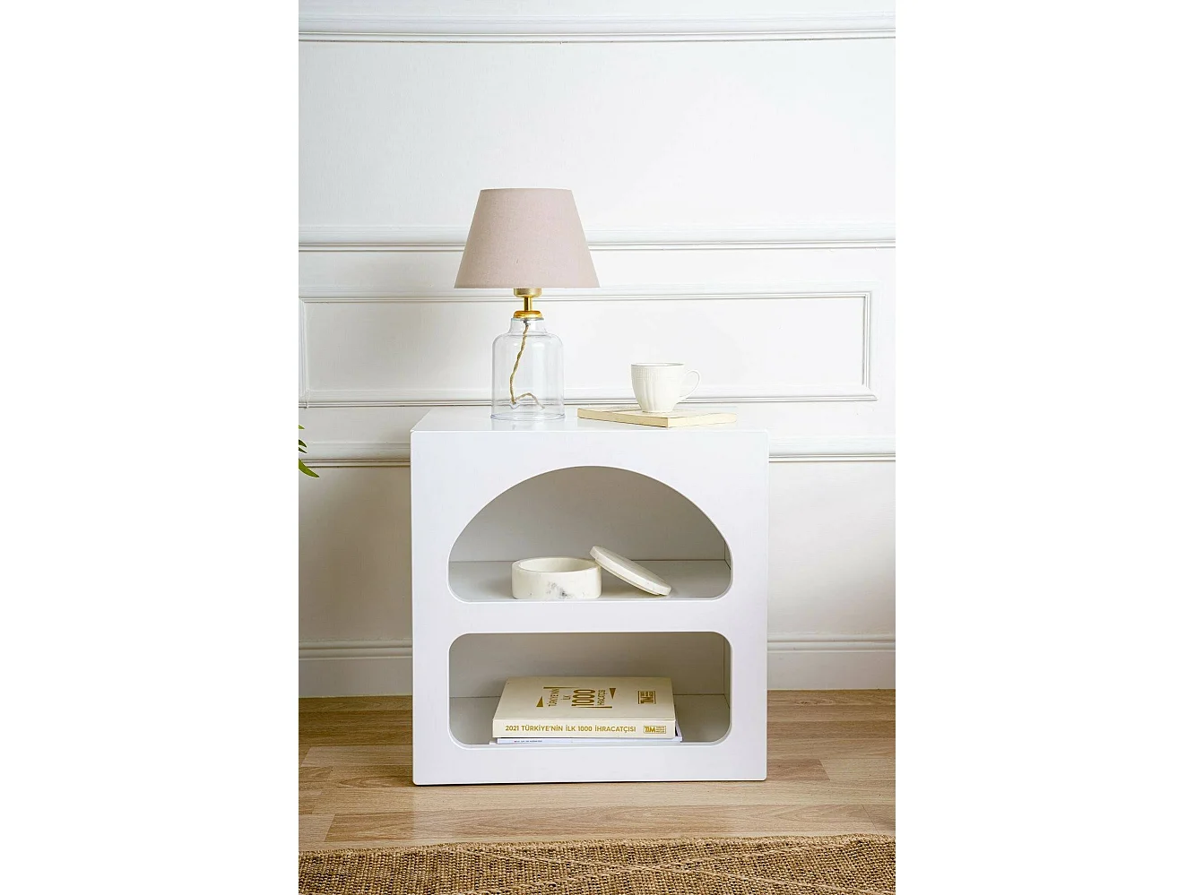 Comodino Nara, 3 Ripiani, 38x50x50h cm Bianco