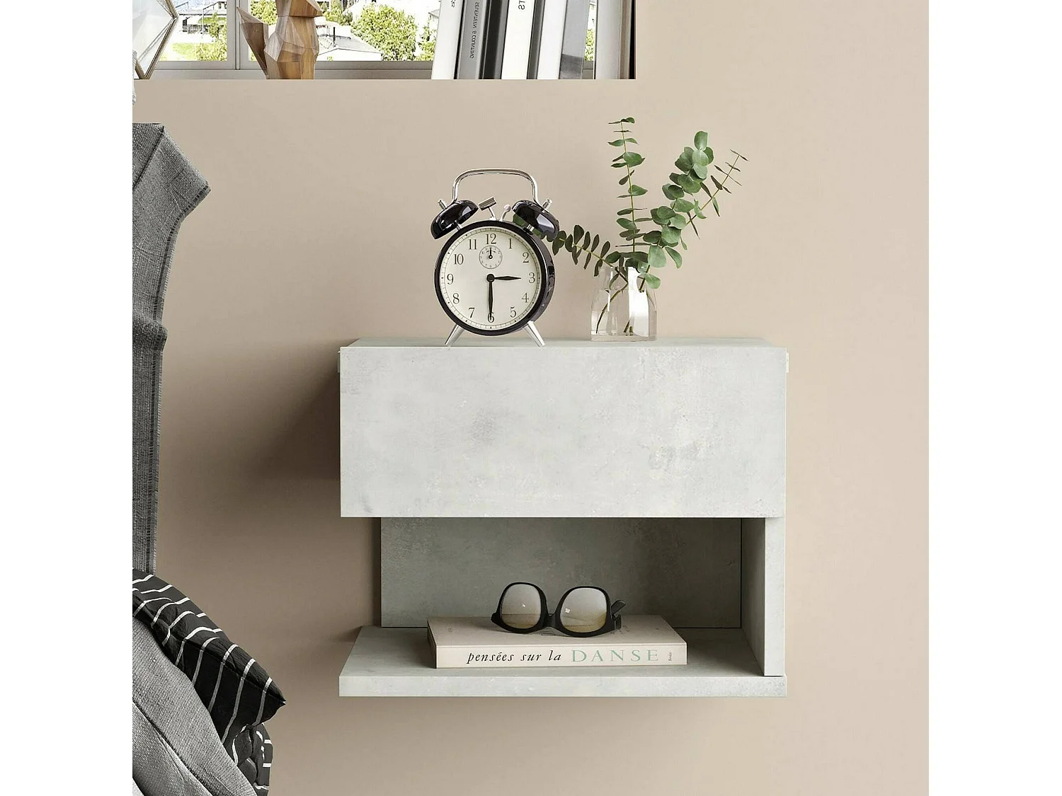 Chevet Regor, Commode basse, Table de nuit, Étagère de chevet, 40x31h35 cm, Argent