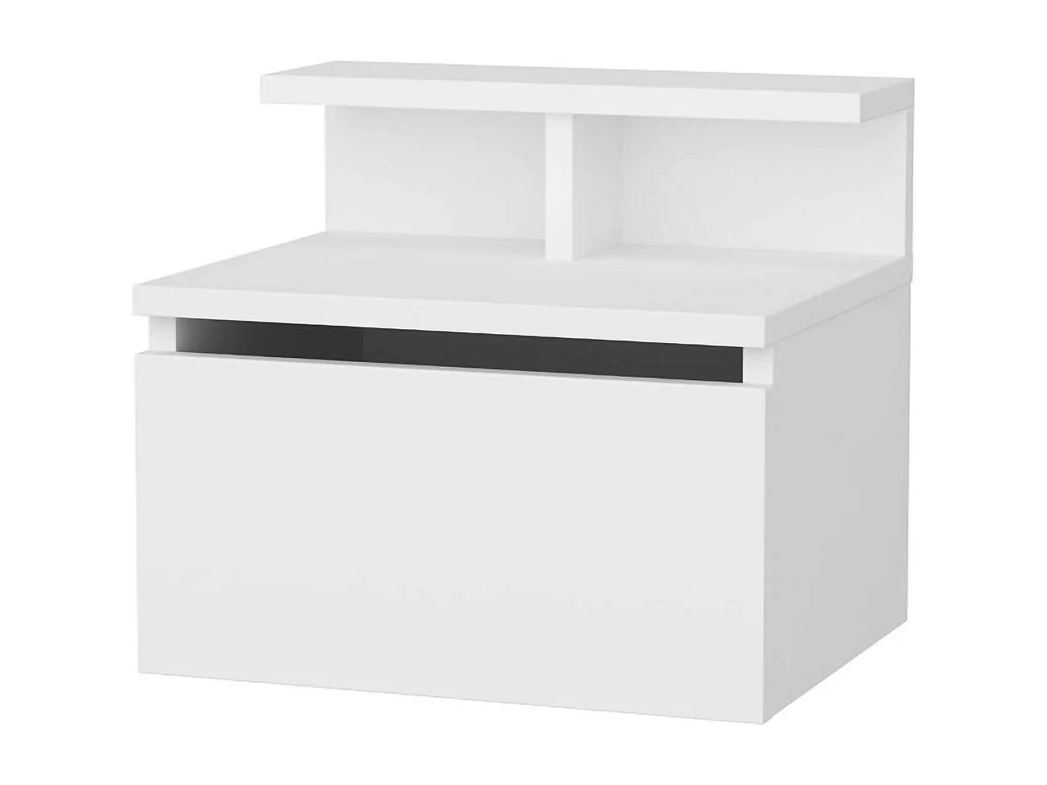 Chevet Sadr, Commode basse, Table de nuit, Étagère de chevet, 40x32h35 cm, Blanc