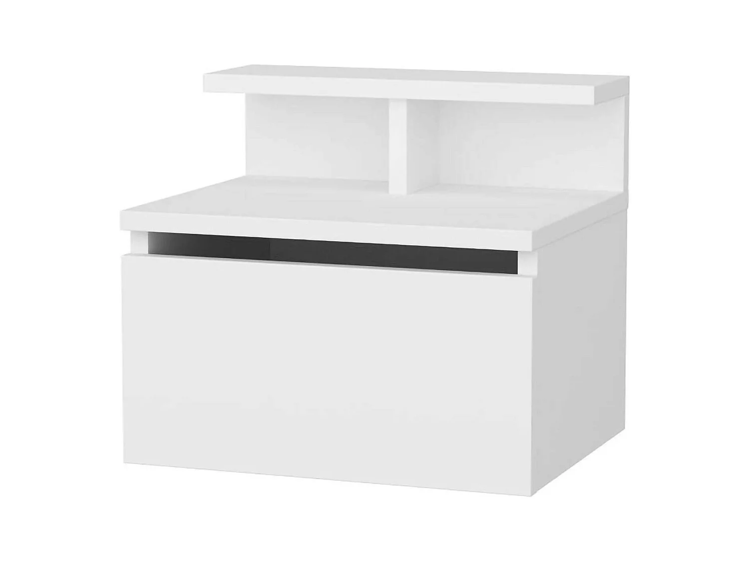 Chevet Sadr, Commode basse, Table de nuit, Étagère de chevet, 40x32h35 cm, Blanc