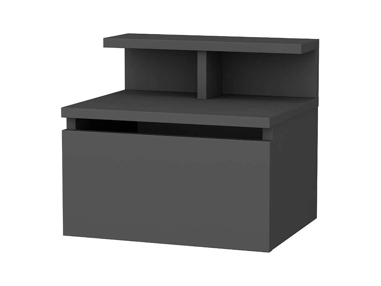 Chevet Sadr, Commode basse, Table de nuit, Étagère de chevet, 40x32h35 cm, Anthracite