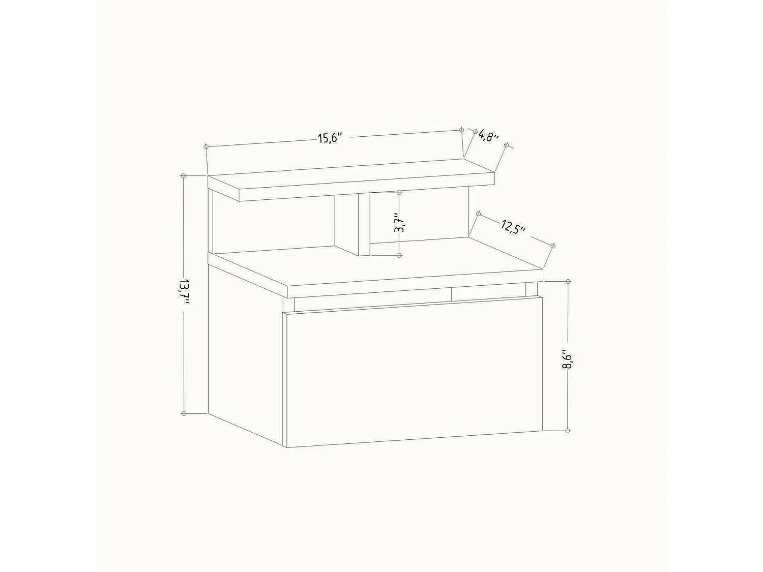 Chevet Sadr, Commode basse, Table de nuit, Étagère de chevet, 40x32h35 cm, Anthracite