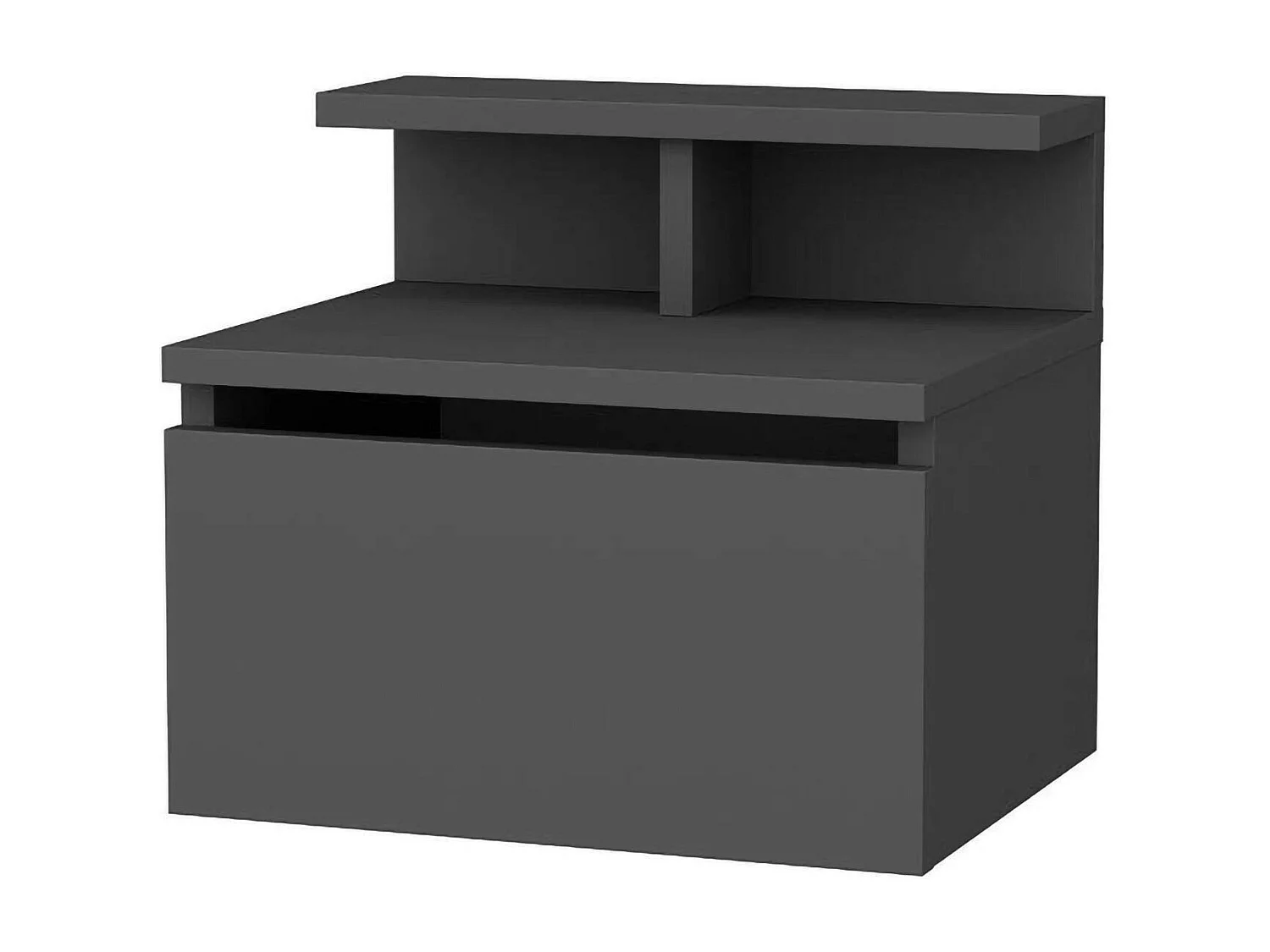 Chevet Sadr, Commode basse, Table de nuit, Étagère de chevet, 40x32h35 cm, Anthracite