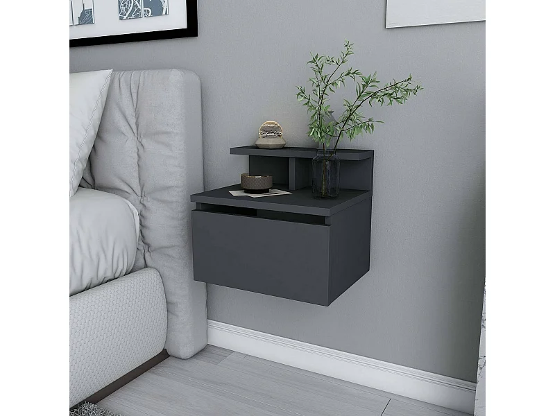 Comodino Auring, un Cassetto, 31.9x39.8x35h cm Grigio Antracite