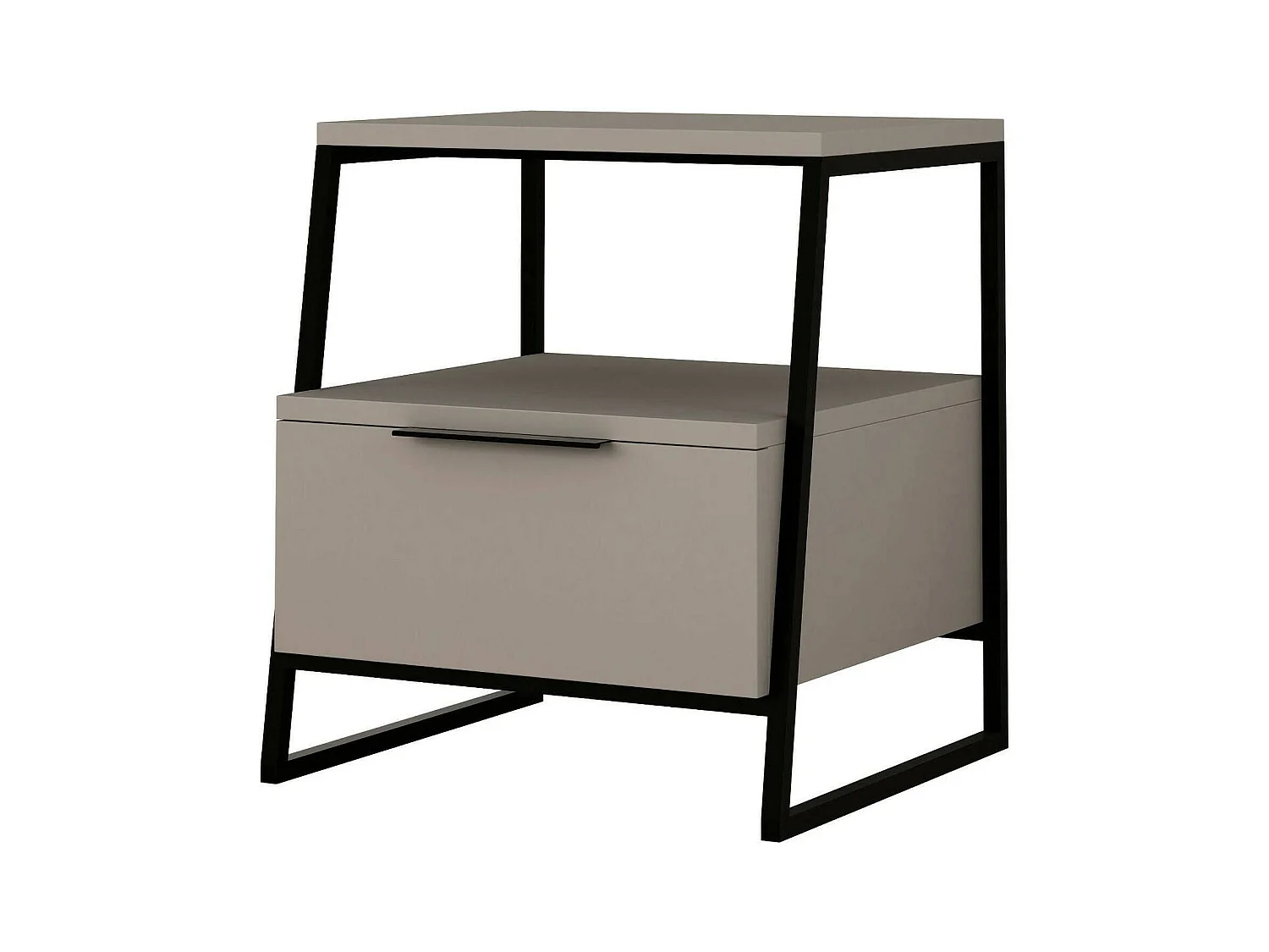 Chevet Dubhe, Commode basse, Table de nuit, Étagère de chevet, 45x40h50 cm, Tourterelle