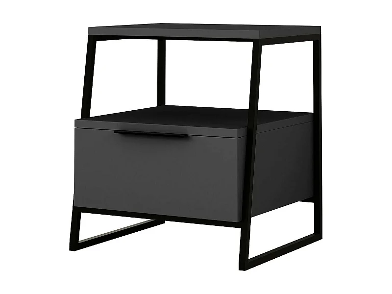 Chevet Dubhe, Commode basse, Table de nuit, Étagère de chevet, 45x40h50 cm, Anthracite