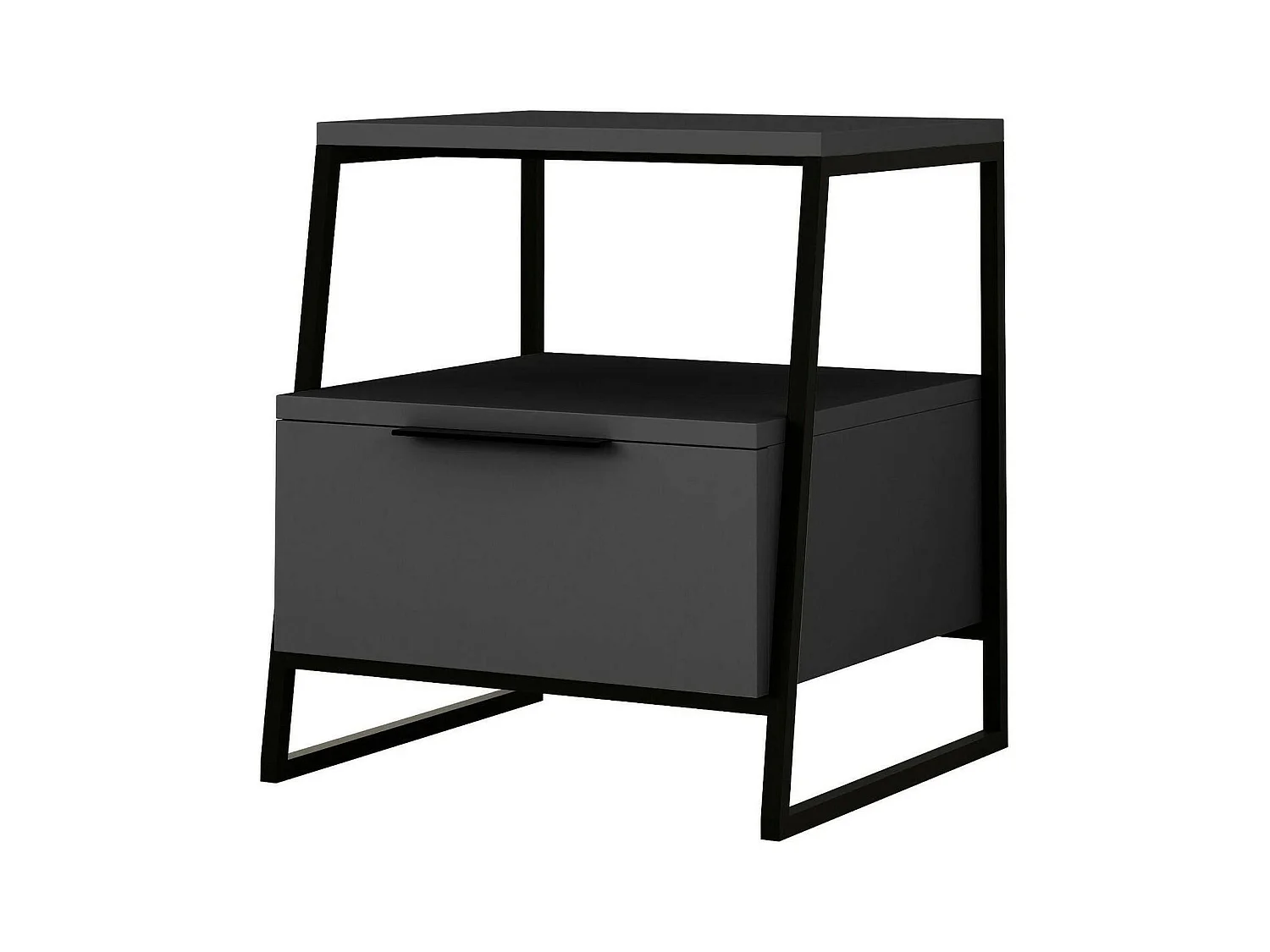 Chevet Dubhe, Commode basse, Table de nuit, Étagère de chevet, 45x40h50 cm, Anthracite