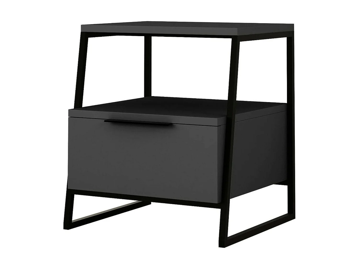 Chevet Dubhe, Commode basse, Table de nuit, Étagère de chevet, 45x40h50 cm, Anthracite
