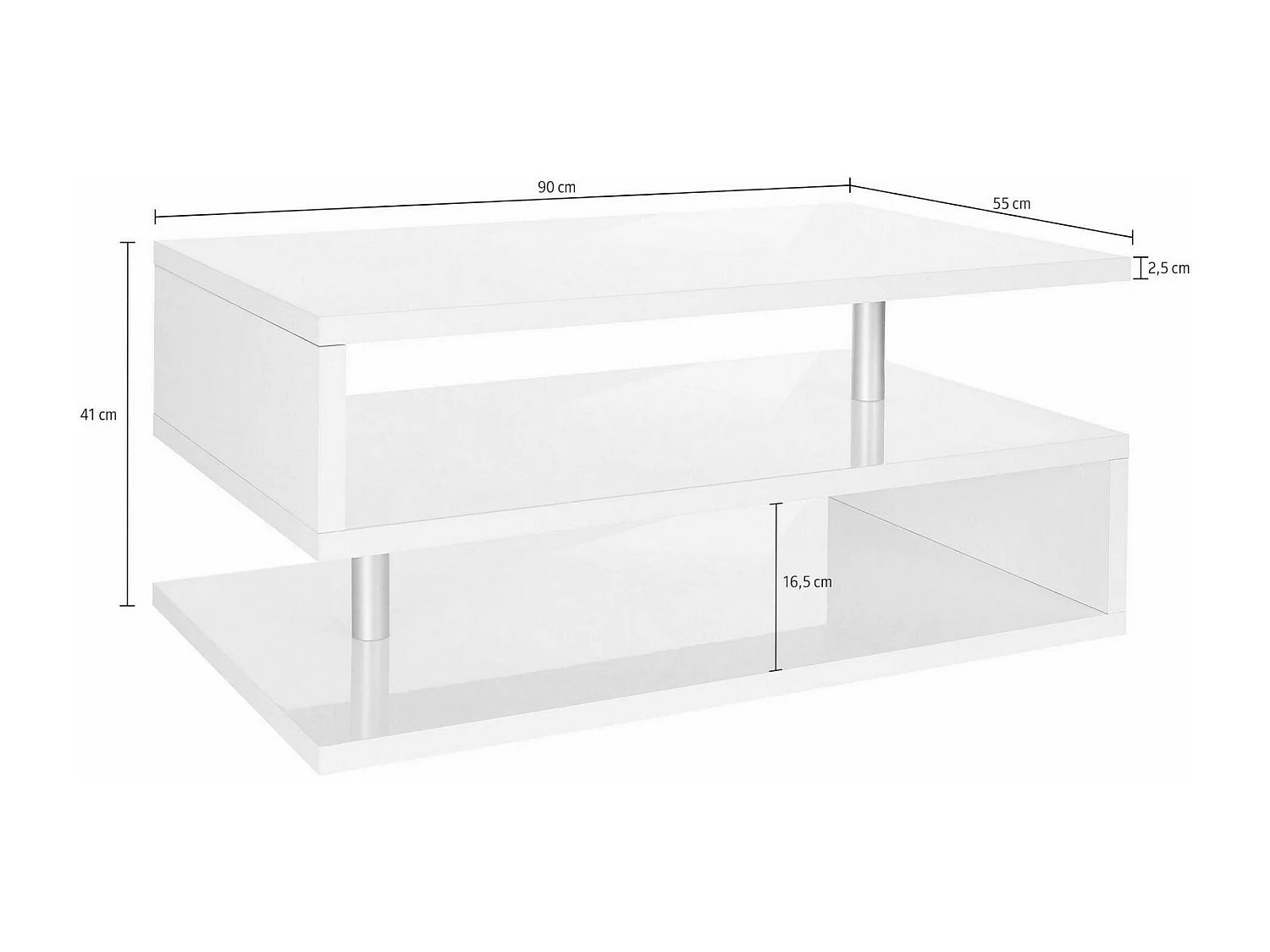 Table basse Goffredo, Table basse de salon, Meuble de rangement bas, Table basse, 90x55h41 cm, Érable