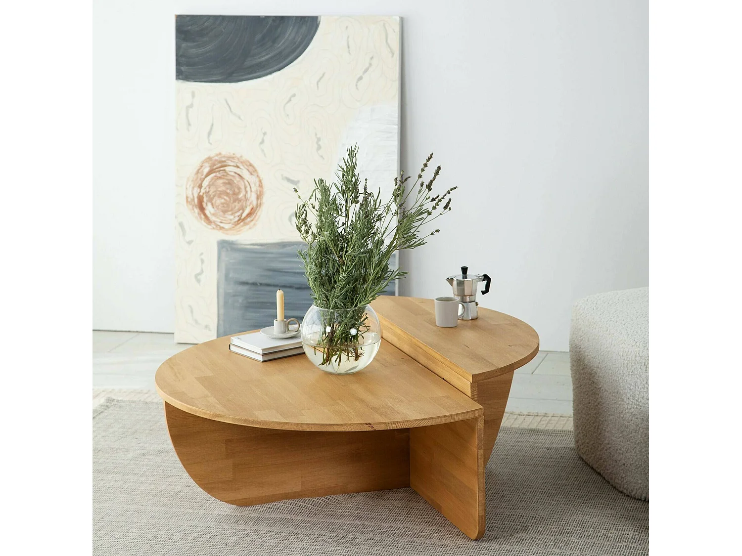 Mesa de café Dgiarett, Mesa de centro baja, Revistero para sofá, Estante de la sala de estar, 90x60h35 cm, Roble