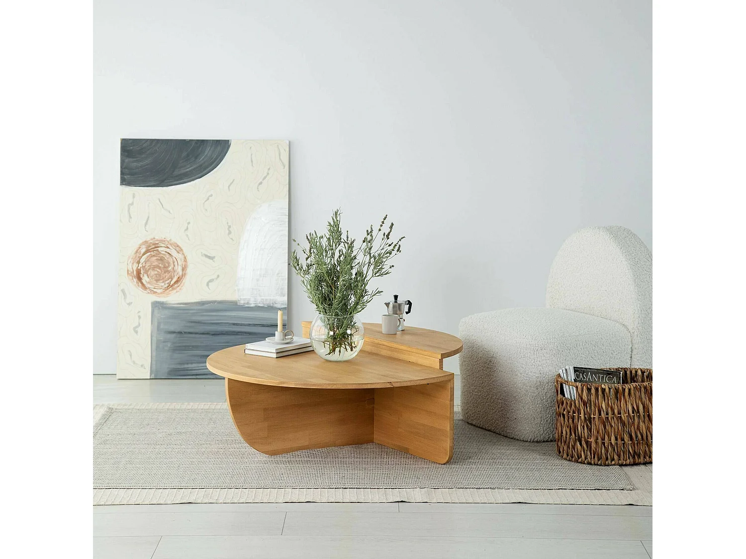 Mesa de café Dgiarett, Mesa de café, Porta-revistas para sofá, Prateleira para sala de estar, 90x60h35 cm, Carvalho