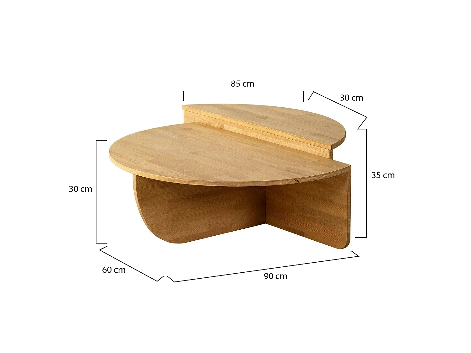 Table basse Canopus, Table basse, Porte-revues pour canapé, Etagère de salon, 90x60h35 cm, Chêne