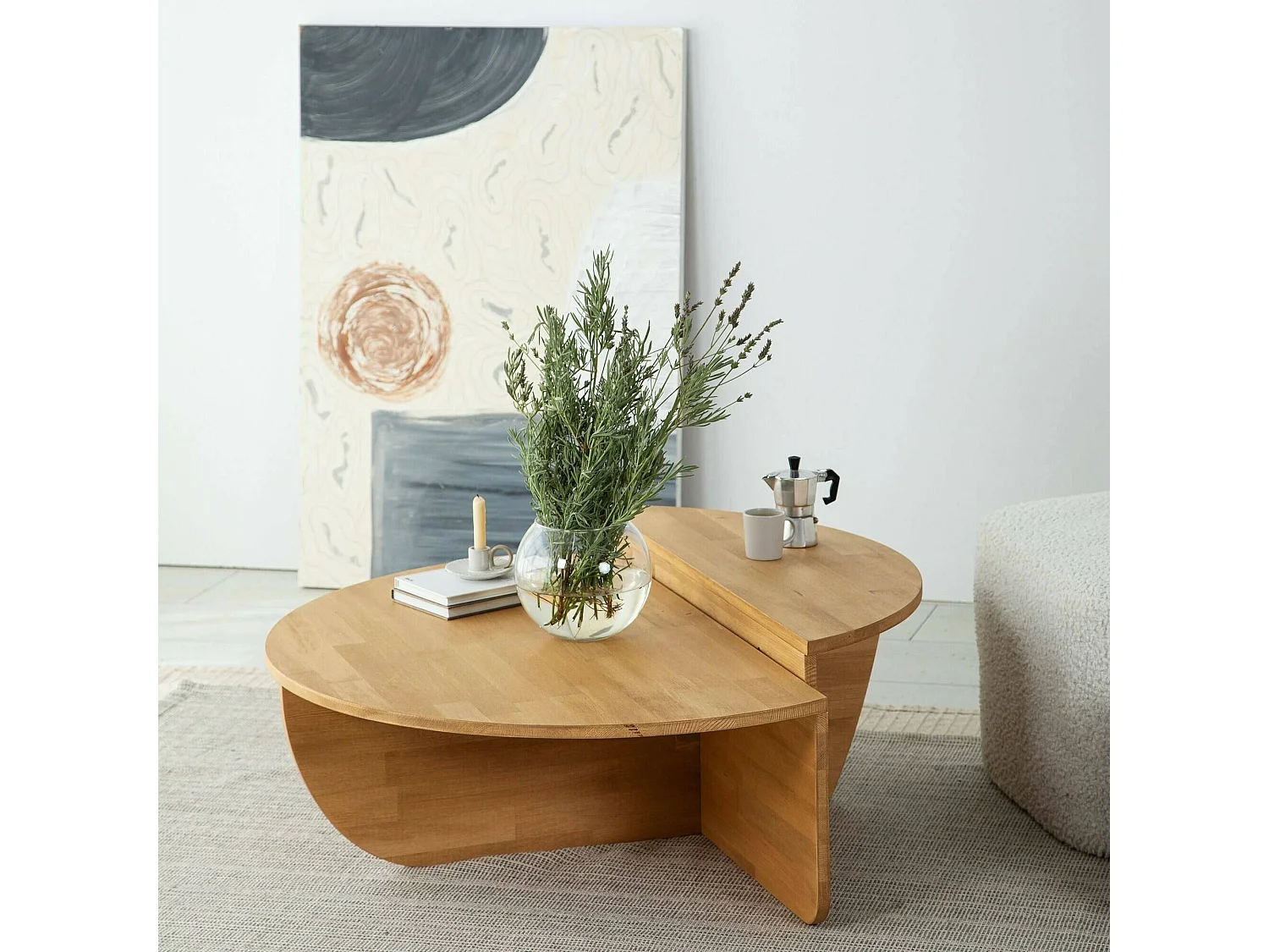 Table basse Canopus, Table basse, Porte-revues pour canapé, Etagère de salon, 90x60h35 cm, Chêne