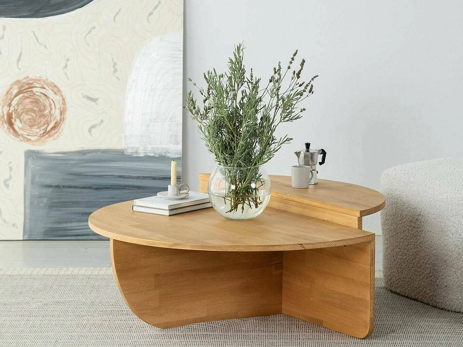 Table basse Canopus, Table basse, Porte-revues pour canapé, Etagère de salon, 90x60h35 cm, Chêne