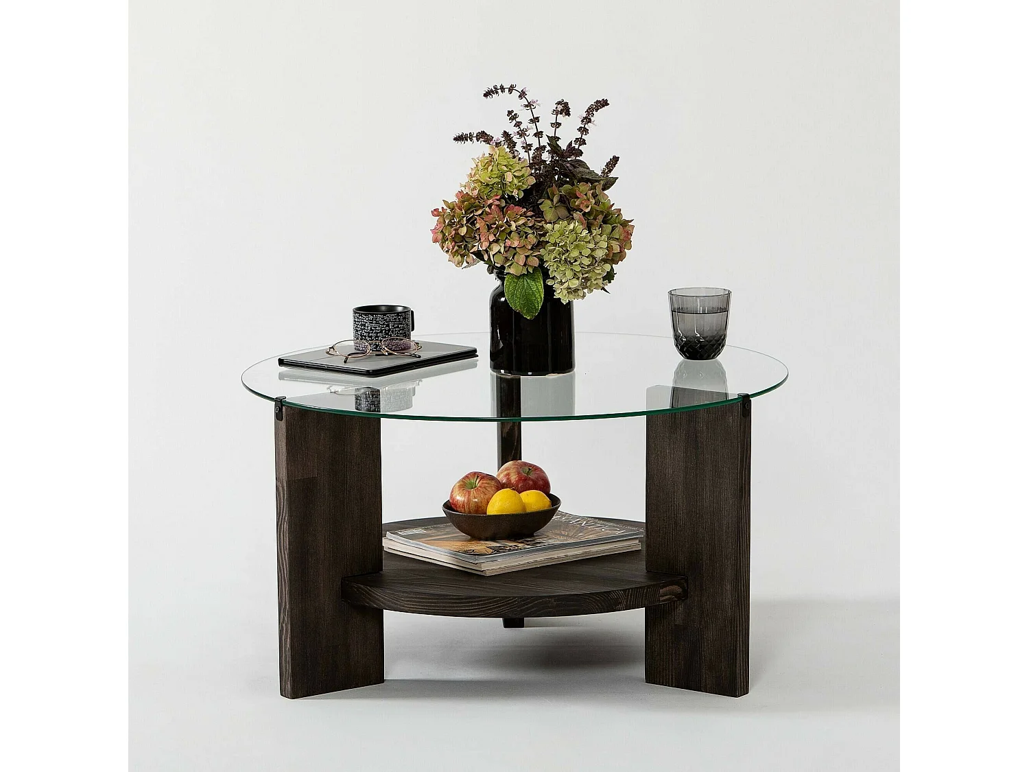 Mesa de centro DCaporal, Mesa de café, Porta-revistas para sofá, Prateleira para sala, 75x75h40 cm, Antracite