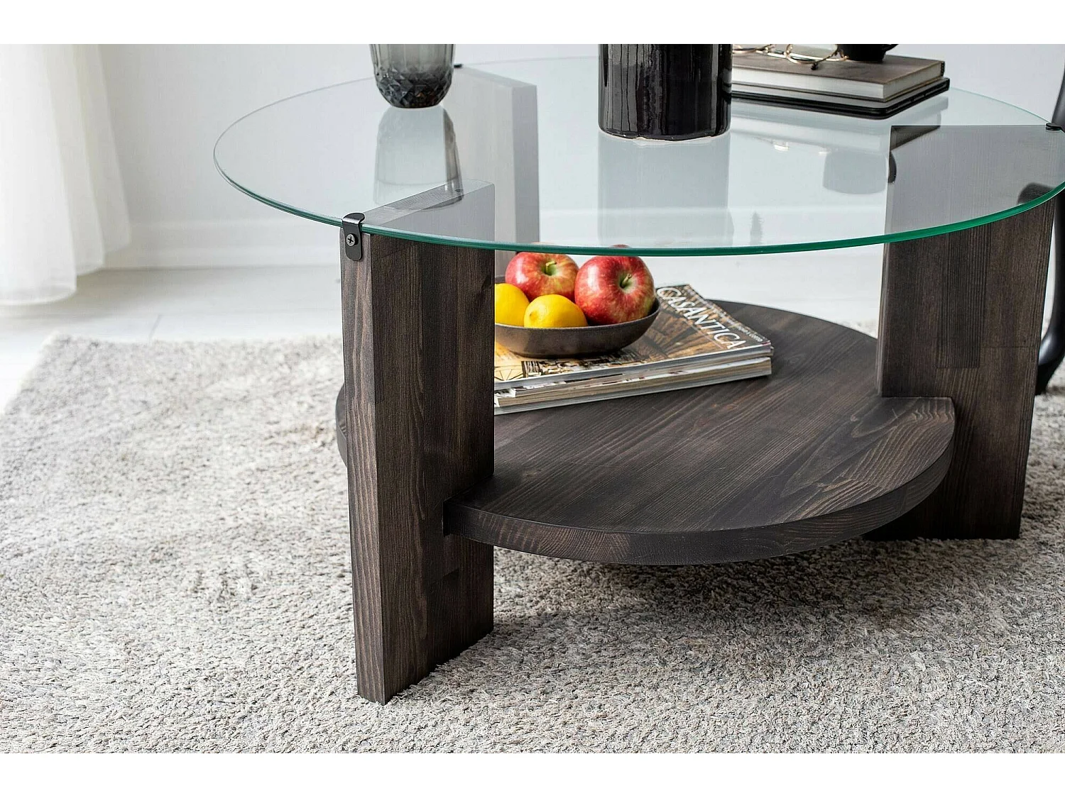 Wohnzimmertisch Dcaporal, Niedriger Wohnzimmertisch, Kaffeeregal, Couchtisch für Sofa, 75x75h40 cm, Anthrazit