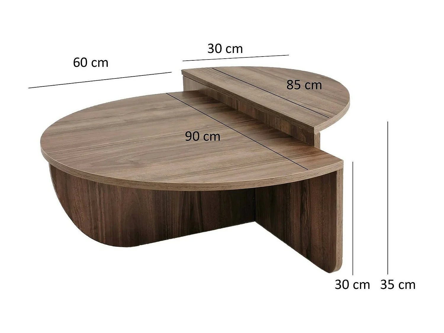 Table basse Canopus, Table basse, Porte-revues pour canapé, Etagère de salon, 90x90h35 cm, Noyer Foncé
