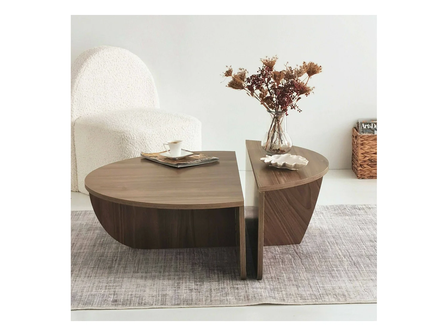 Mesa de estar Dgiarett, Mesa de café, Suporte de revistas para sofá, Prateleira para sala de estar, 90x90h35 cm, Nogueira escura