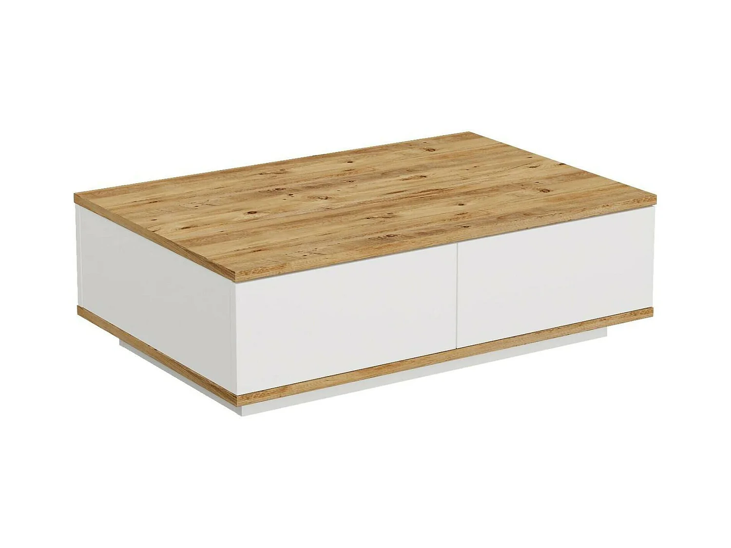Mesa de caféAlotto Dnastasi, Mesa de café, Porta-revistas para sofá, Prateleira para sala de estar, 90x60h29 cm, Carvalho e Branco