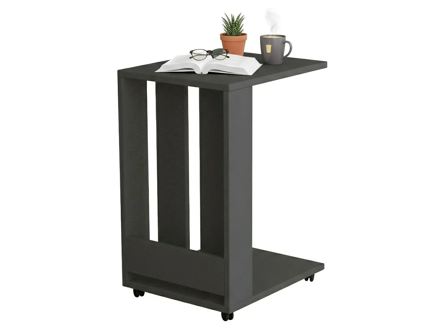 Table basse Haldus, Table basse, Porte-revues pour canapé, Etagère de salon, 37x45h60 cm, Anthracite