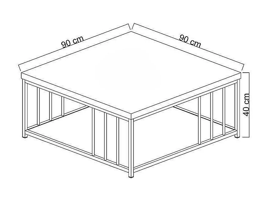 Dfedrizz-safeltafel, Koffietafel, Softaatjehouder, Sleeplank, 90x90h40 cm, Antraciet en Zwart