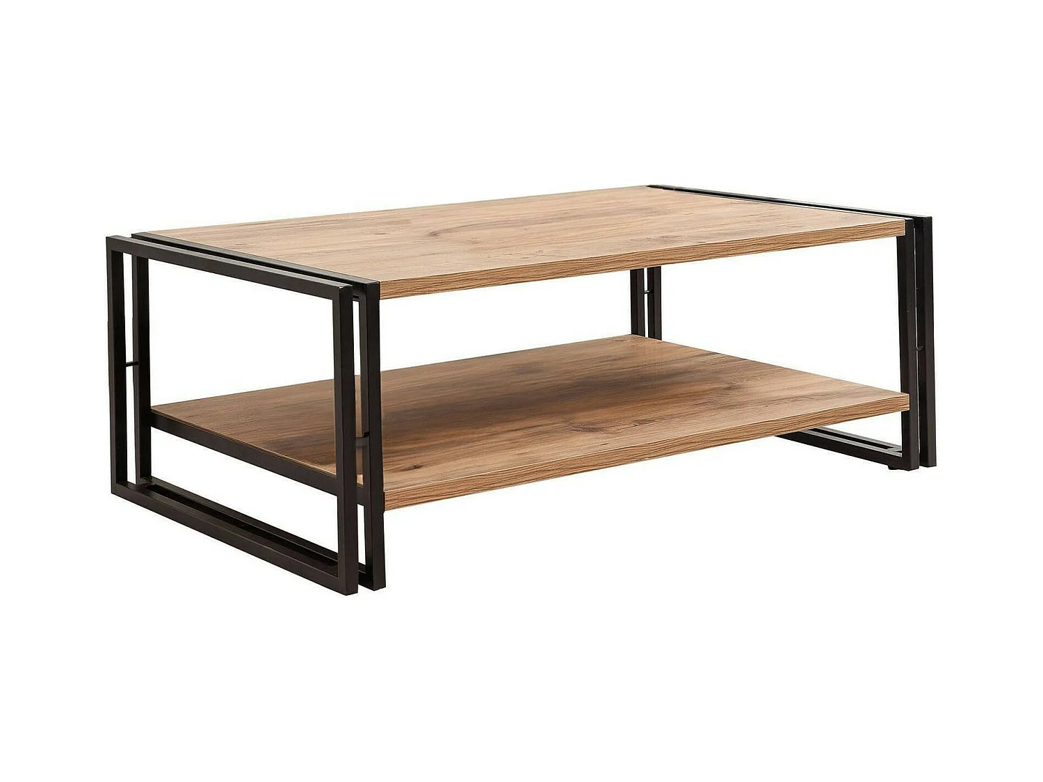 Table basse Sirius, Table basse, Porte-revues pour canapé, Etagère de salon, 110x70h40 cm, Chêne et Noir