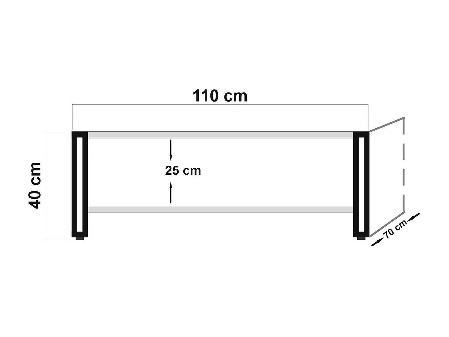 Table basse Sirius, Table basse, Porte-revues pour canapé, Etagère de salon, 110x70h40 cm, Chêne et Noir