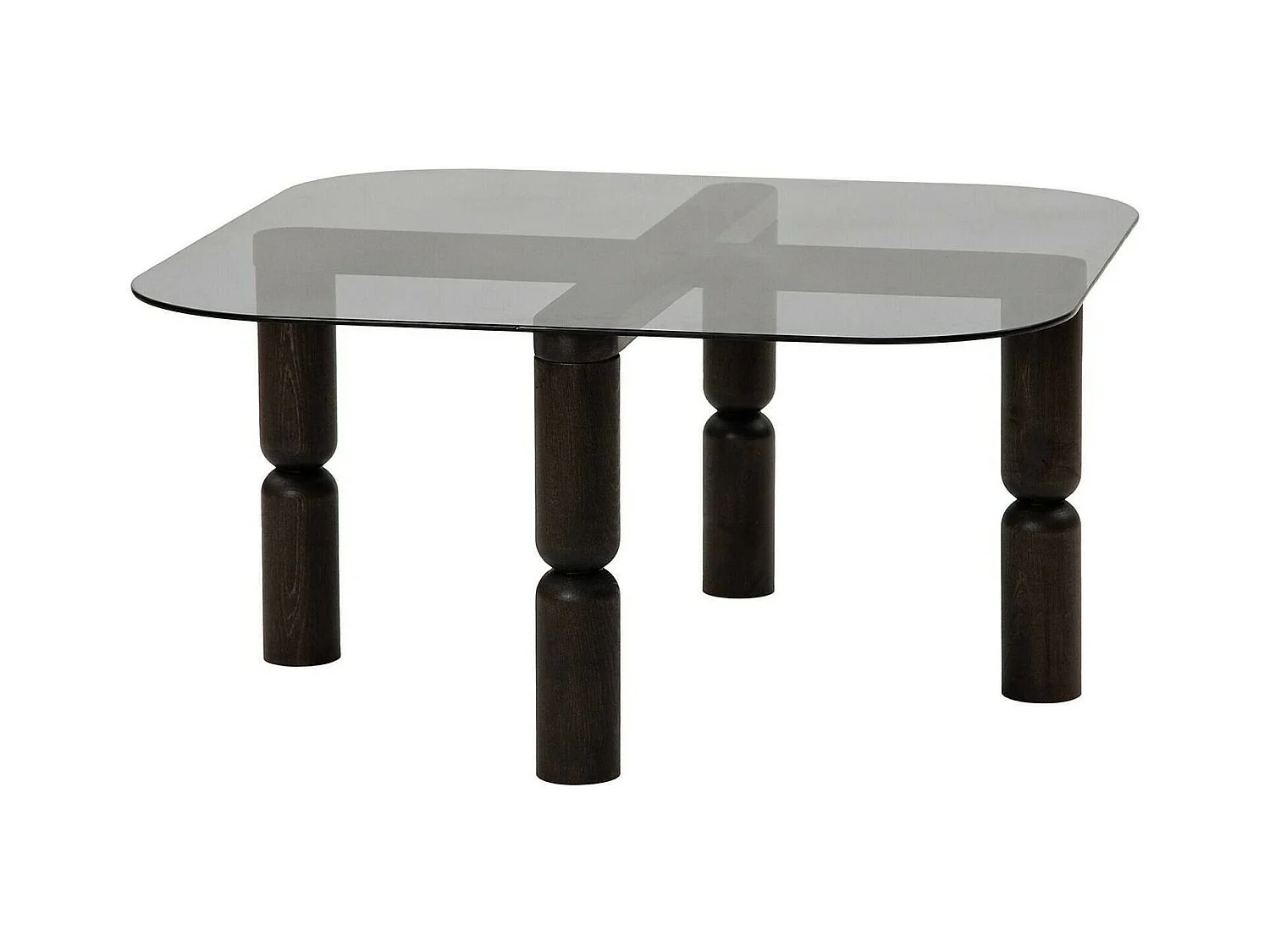 Table basse Psamathe, Table basse, Porte-revues pour canapé, Etagère de salon, 80x80h40 cm, Anthracite et Fumé