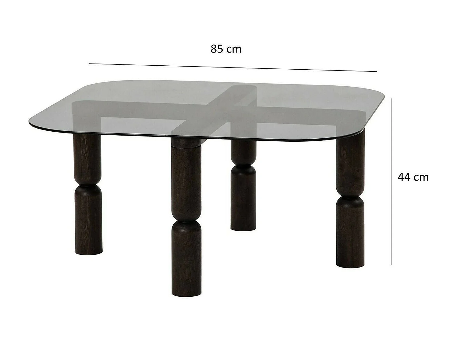 Table basse Psamathe, Table basse, Porte-revues pour canapé, Etagère de salon, 80x80h40 cm, Anthracite et Fumé