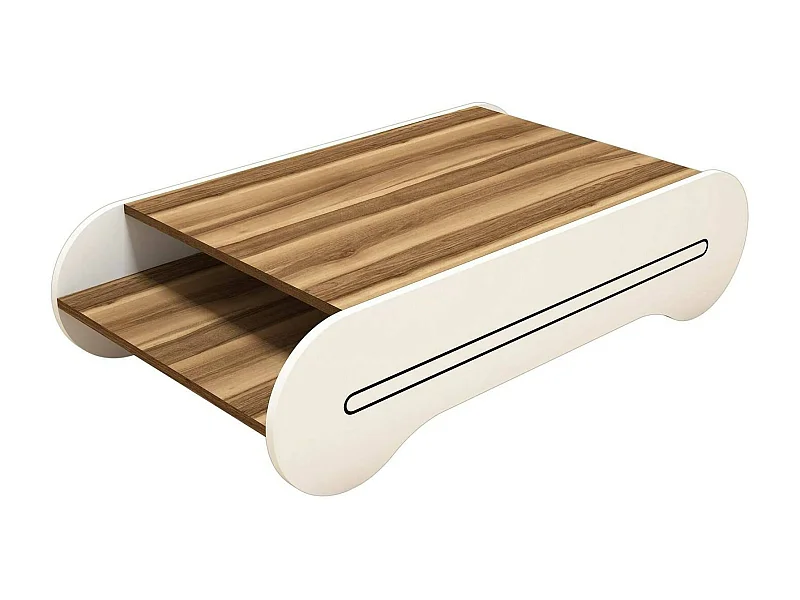 Dmora - Tavolino da salotto Anz, 120x64h30 cm, Noce e Bianco