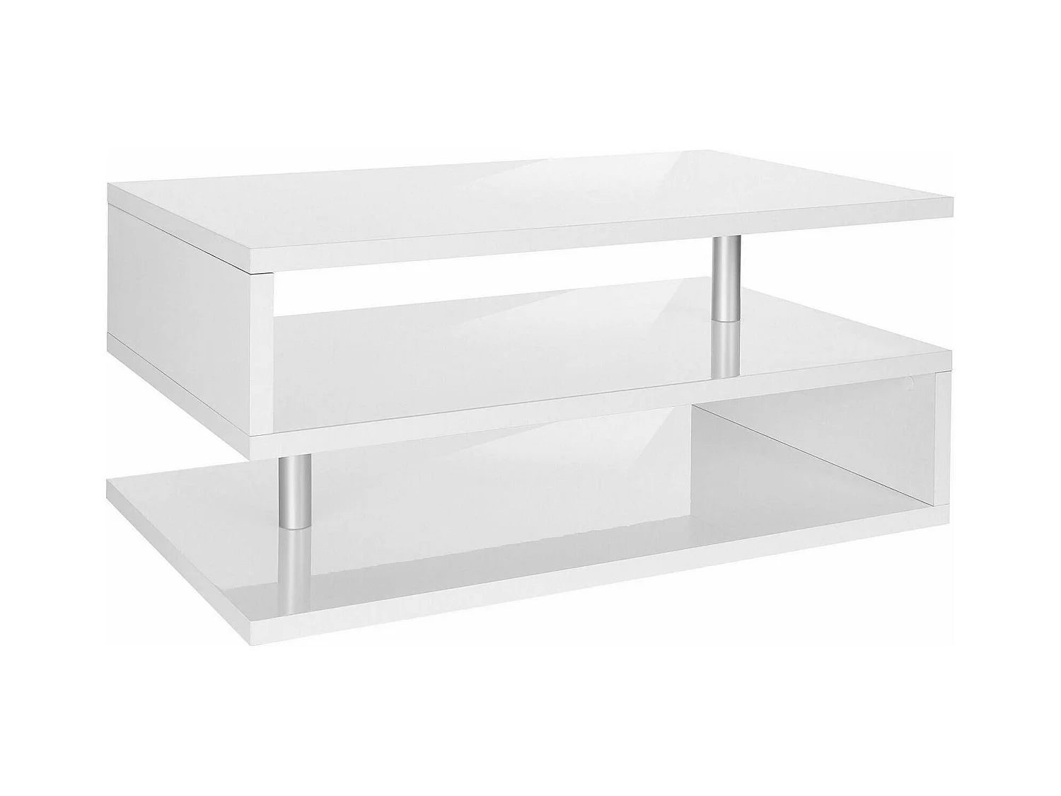 Table basse Goffredo, Table basse de salon, Meuble de rangement bas, Table basse, 90x55h41 cm, Blanc brillant