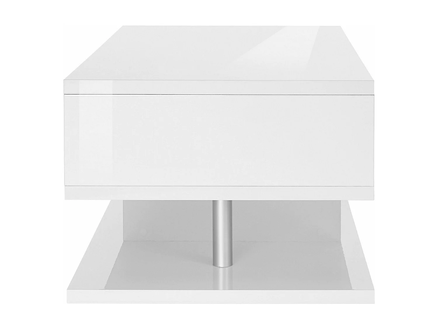 Mesa de caféDcambias, Mesa de estar, Armário de armazenamento baixo, Mesa de café, 90x55h41 cm, Branco brilhante