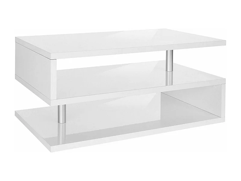 Table basse Goffredo, Table basse de salon, Meuble de rangement bas, Table basse, 90x55h41 cm, Blanc brillant