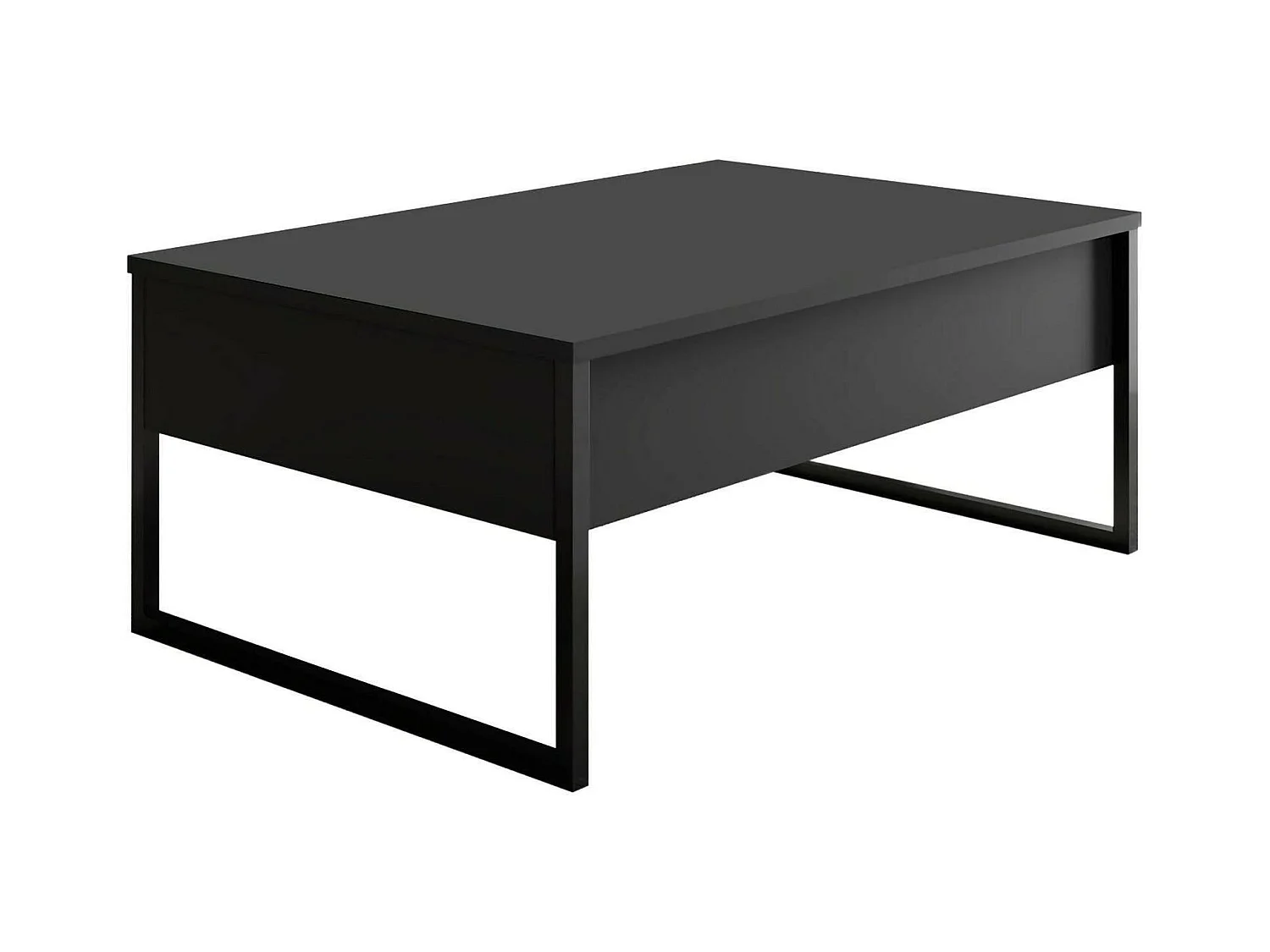 Table basse Canis, Table basse, Porte-revues pour canapé, Etagère de salon, 90x60h40 cm, Anthracite et Noir