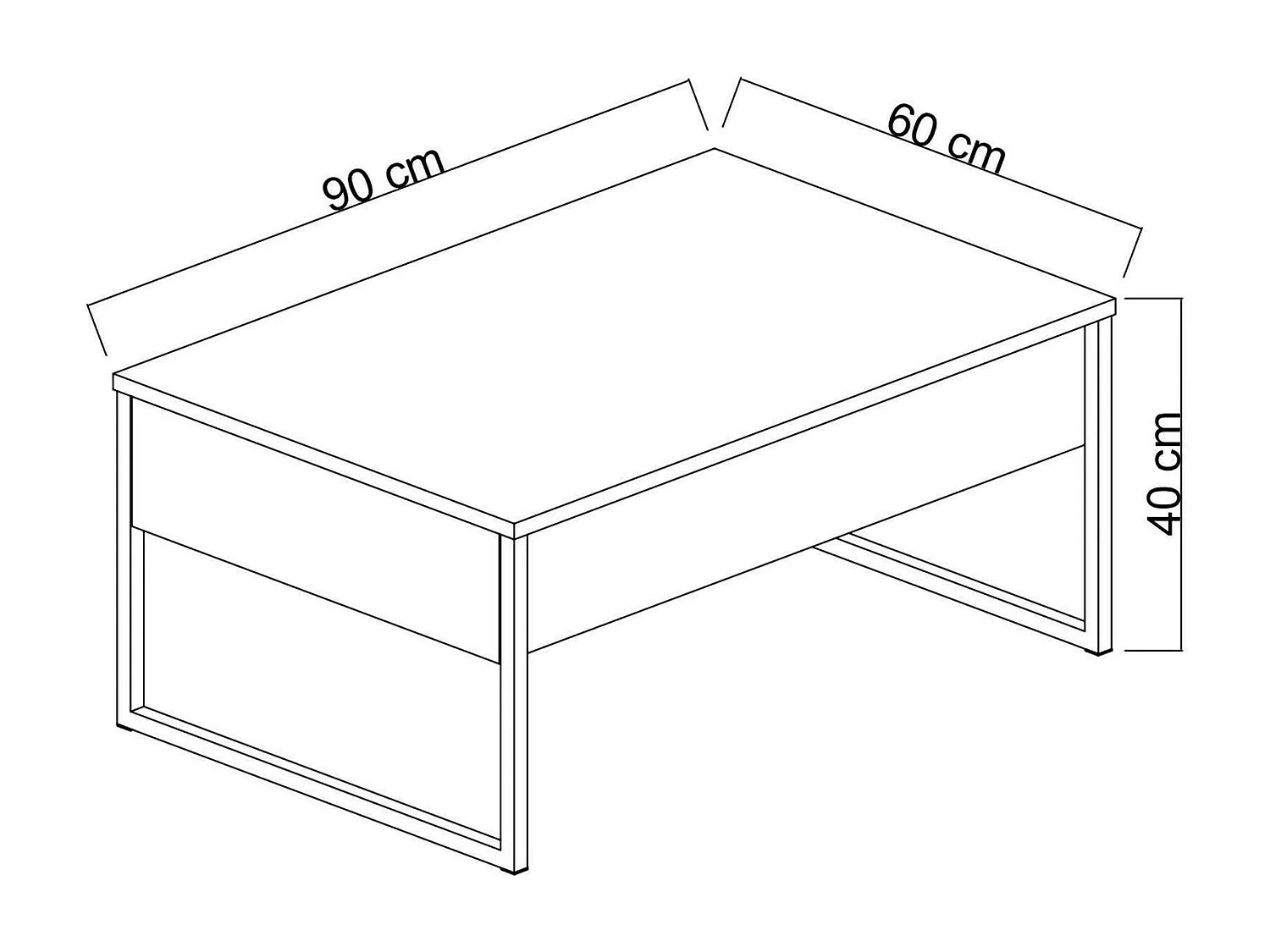 Dgiagnon Salontafel, Lage TafelKoffie, Sofa Rack, Woonkamer Plank, 90x60h40 cm, Antraciet en Zwart