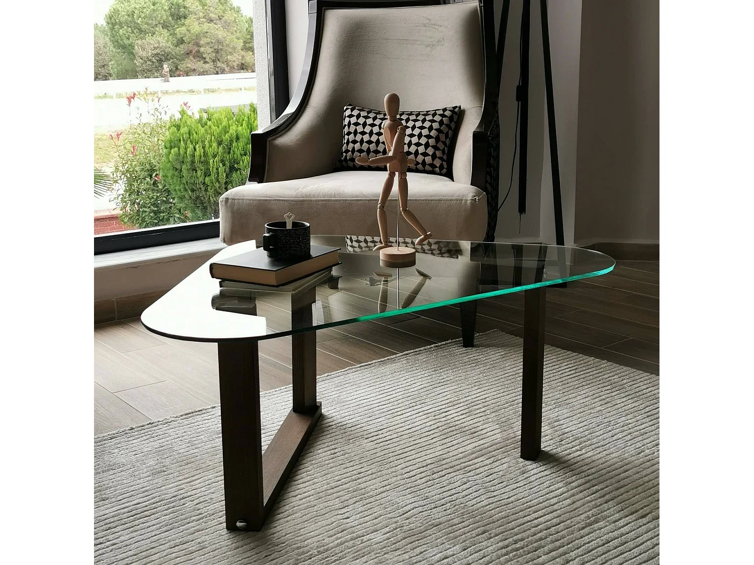 Dmora - Tavolino da salotto Eufrasia, 96x81h41 cm, Noce