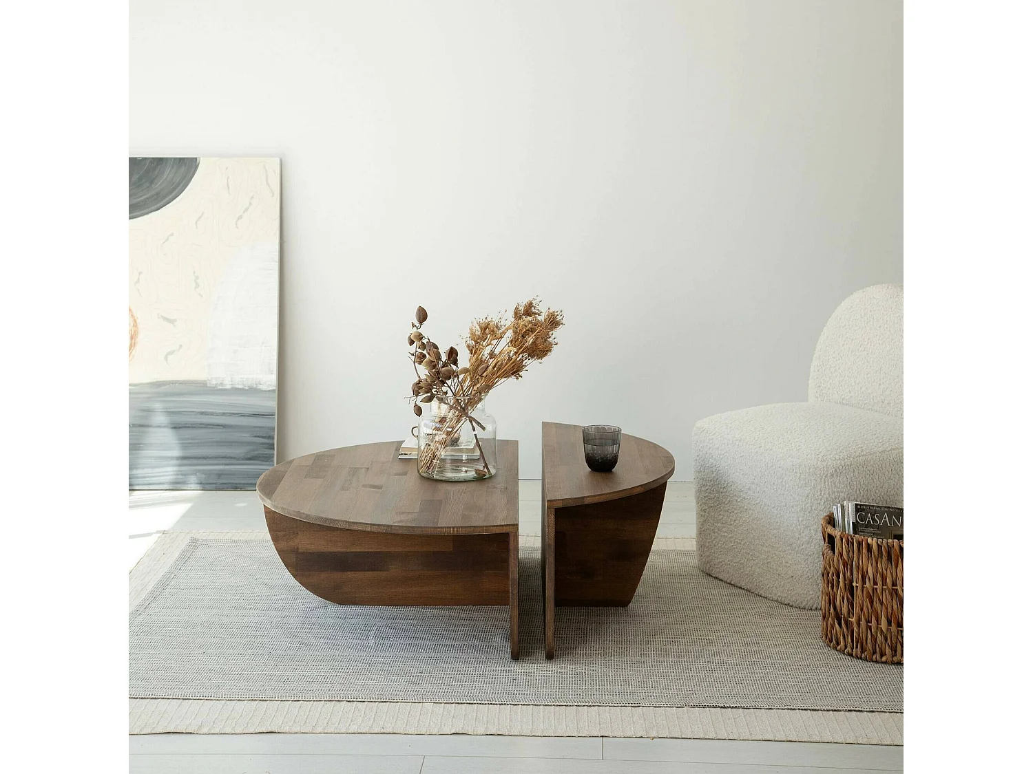 Table basse Canopus, Table basse, Porte-revues pour canapé, Etagère de salon, 90x60h35 cm, Noyer