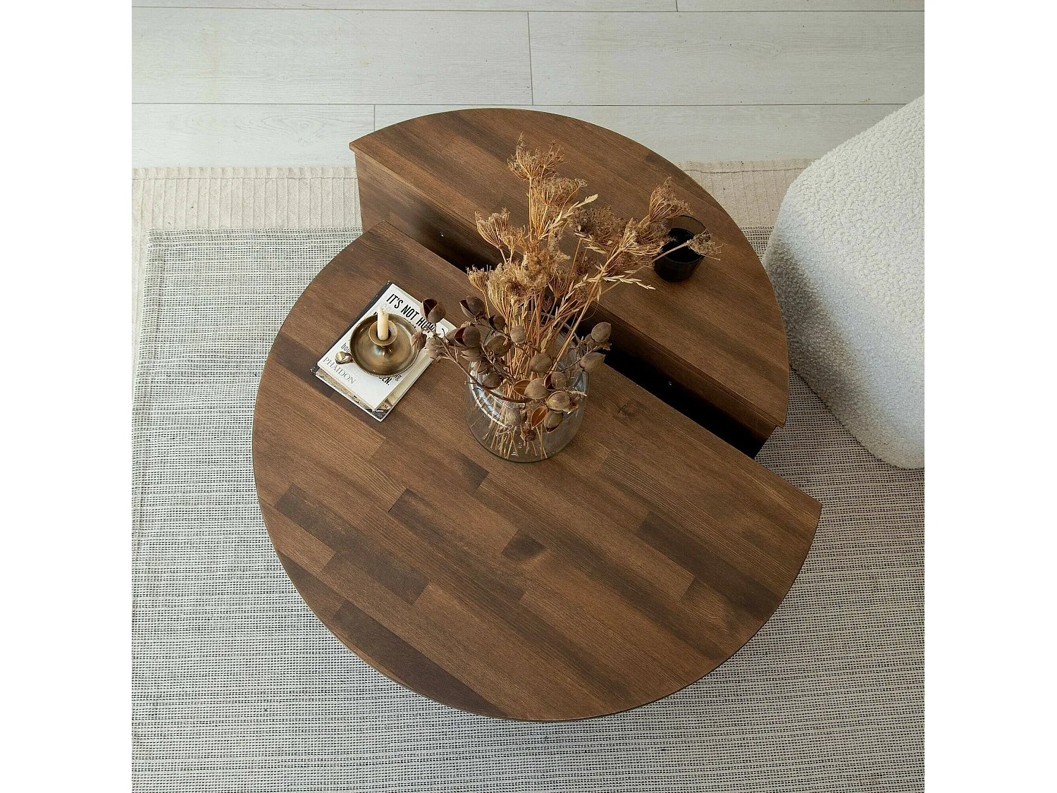 Table basse Canopus, Table basse, Porte-revues pour canapé, Etagère de salon, 90x60h35 cm, Noyer