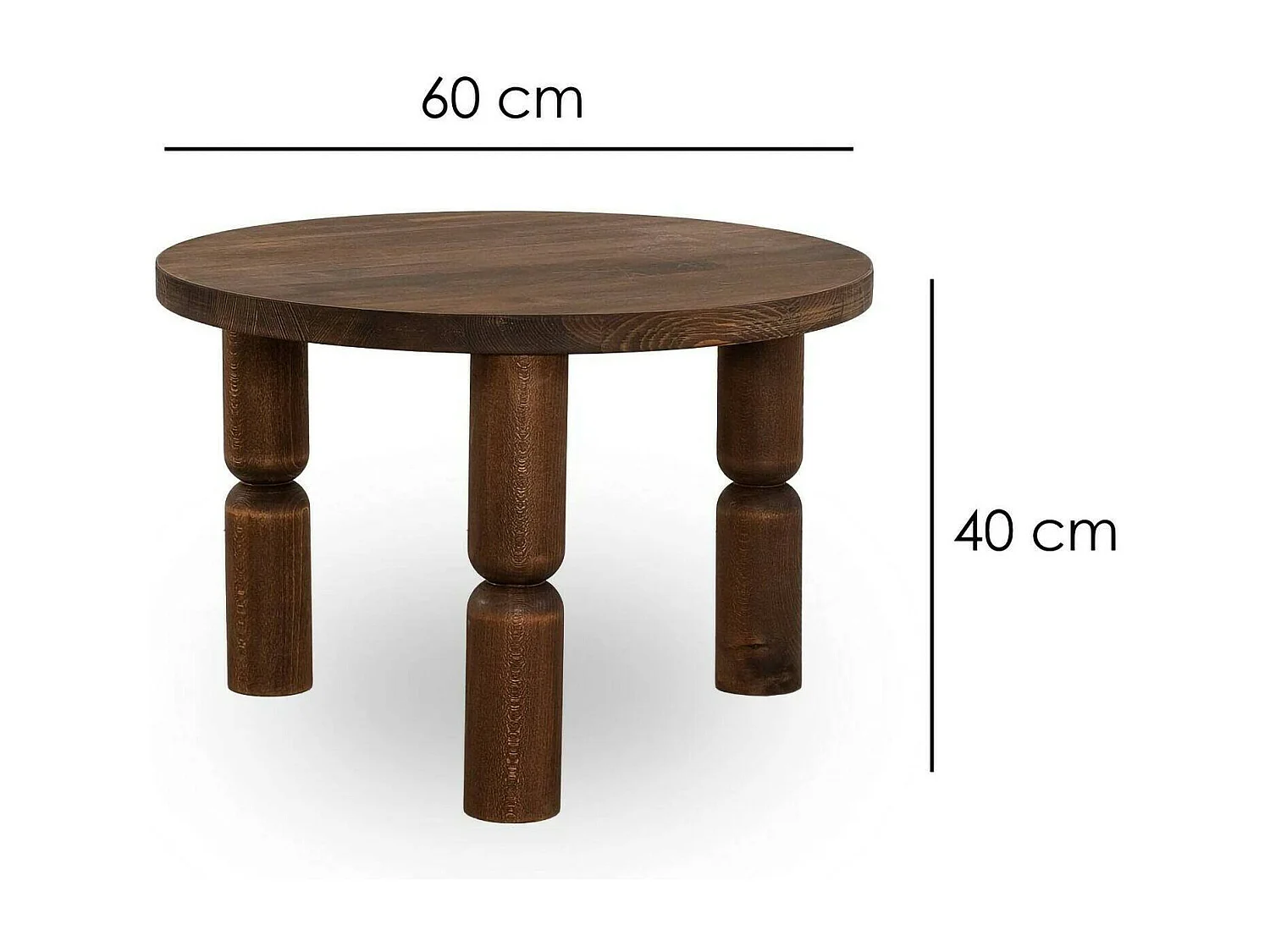 Mesa de café Dpedron, Mesa de centro baja, Revistero para sofá, Estante de la sala de estar, 60x60h40 cm, Nuez