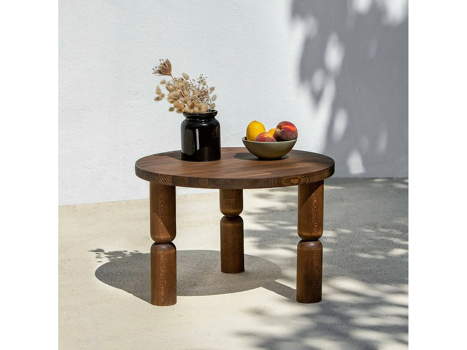 Mesa de café Dpedron, Mesa de café baixo, Porta-revistas para sofá, Prateleira para sala de estar, 60x60h40 cm, Noz