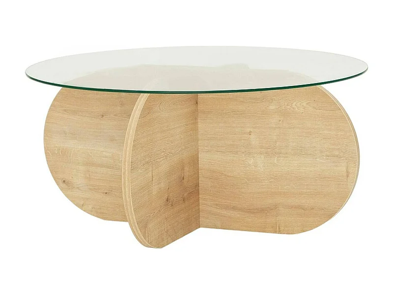 TavDalcibiad woonkamer, Koffietafel, Slaaptafel voor bank, Slankplank, 75x75h35 cm, Eiken
