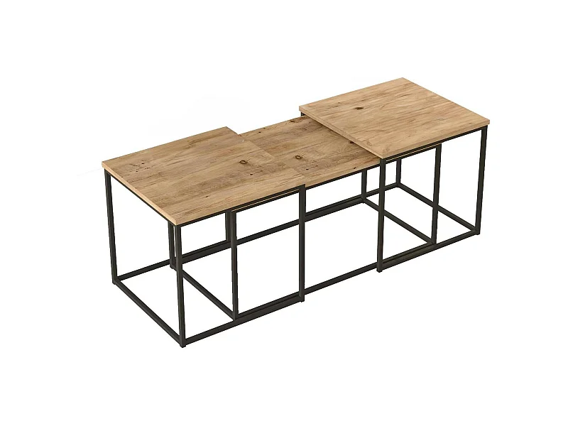 Table basse Meissa, Table basse, Porte-revues pour canapé, Etagère de salon, 190x50h48 cm, Chêne