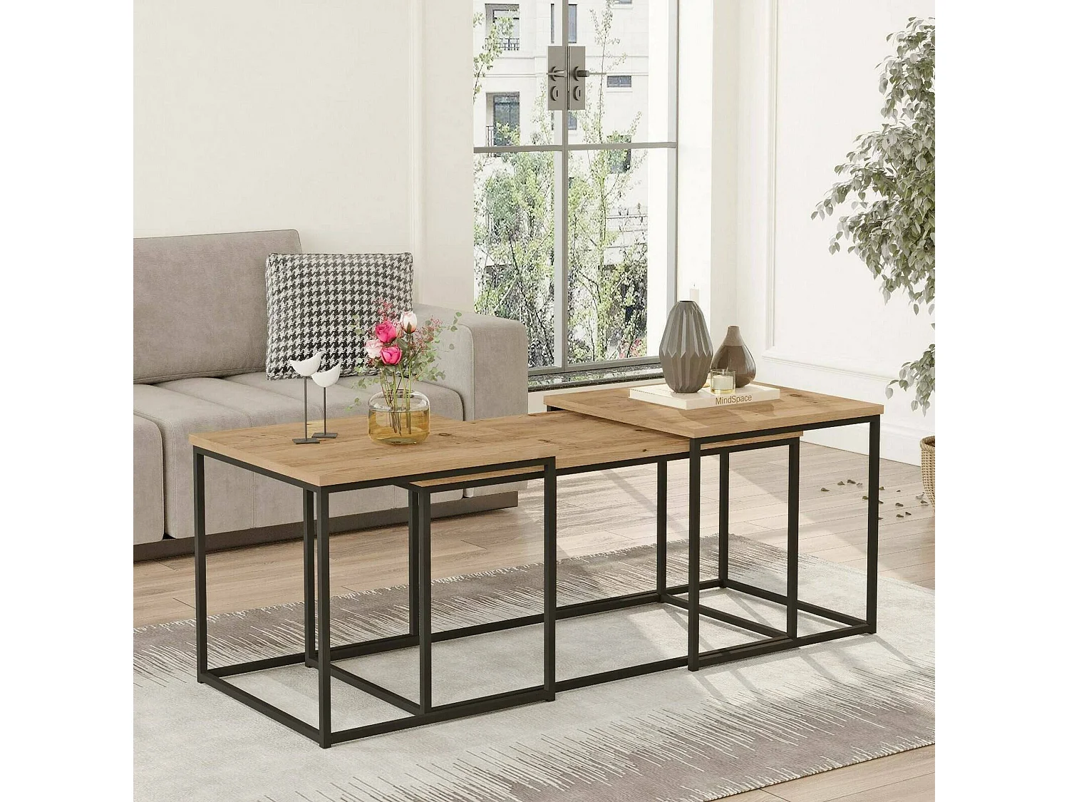 Dnocer-satal, koffietafeltafel, bankrek, woonkamerplank, 190x50h48 cm, Eik