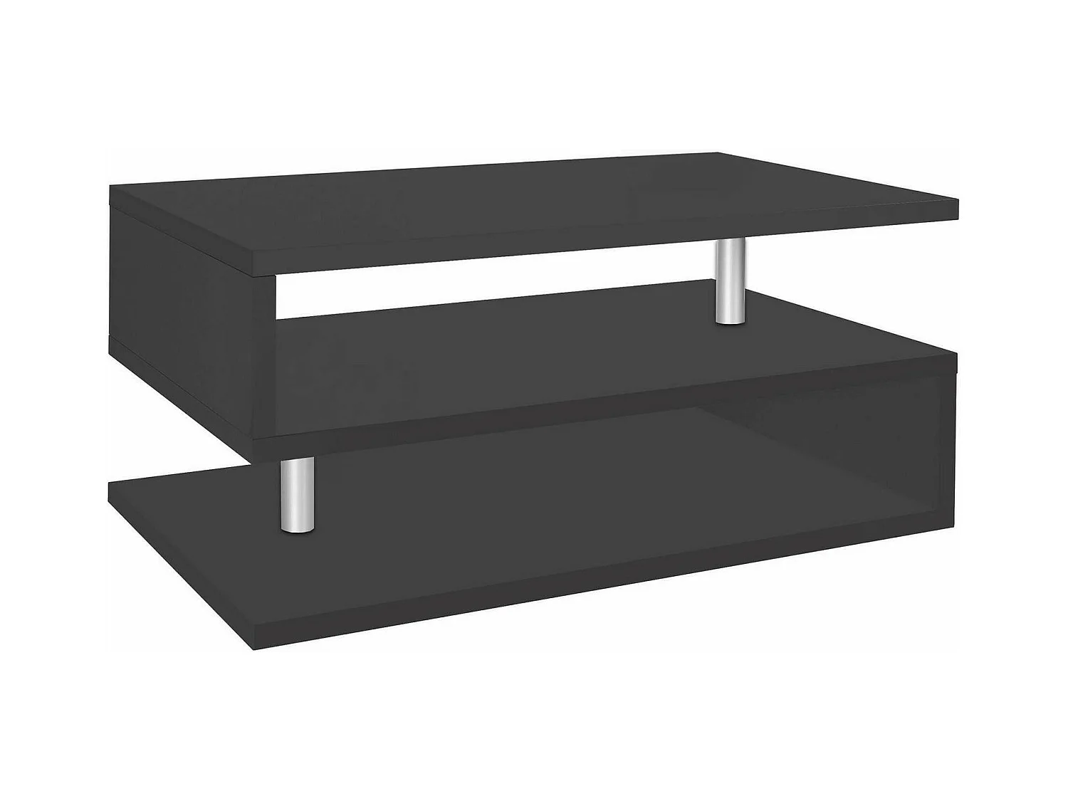 Table basse Goffredo, Table basse de salon, Meuble de rangement bas, Table basse, 90x55h41 cm, Anthracite