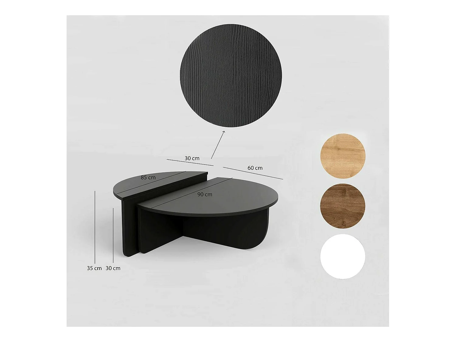 Table basse Canopus, Table basse, Porte-revues pour canapé, Etagère de salon, 90x90h35 cm, Noir